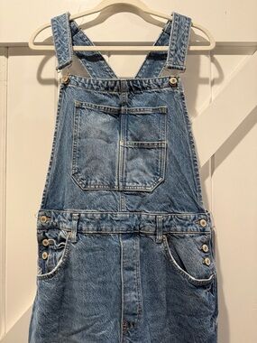 Free People Light Wash Denim Overalls